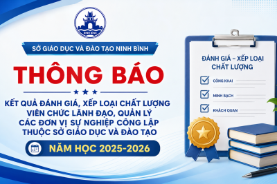 Thông báo số 505/TB-SGDĐT về kết quả đánh giá, xếp loại chất lượng viên chức lãnh đạo, quản lý các đơn vị sự nghiệp công lập thuộc Sở Giáo dục và Đào tạo Năm học 2025-2026