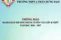 DANH SÁCH THÍ SINH TRÚNG TUYỂN VÀO LỚP 10 – TRƯỜNG THPT A TRẦN HƯNG ĐẠO – NĂM HỌC 2026-2027